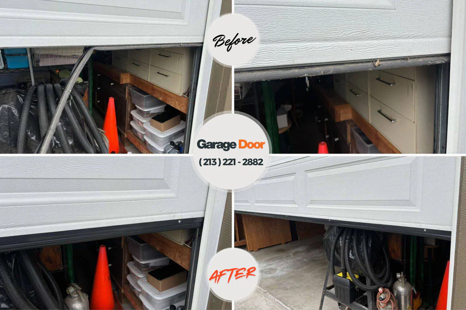 Before and after: garage door repair Enid, OK